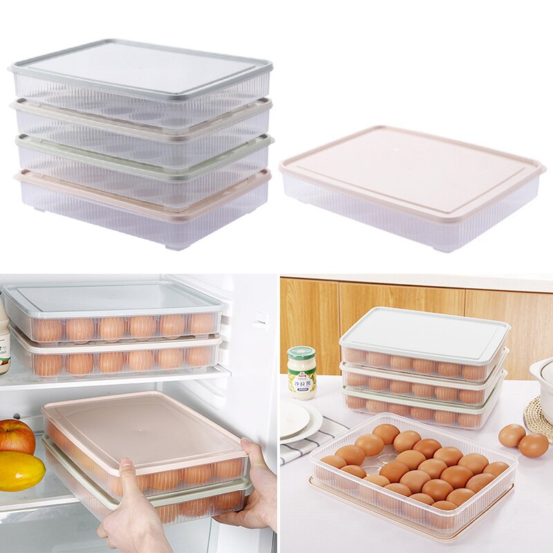 Caja organizadora de huevos con 24 rejillas, caja para el frigorífico, cajón de plástico para el hogar