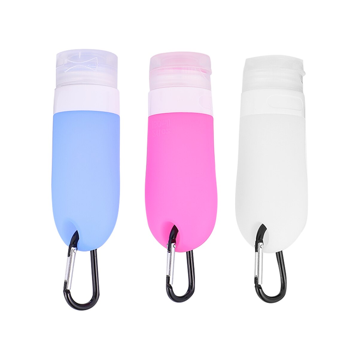 7pcs Silicone Travel Bottles Refillable Squeezable Bottles PVC Travel Bag Keychains (3PCS Bottles 1PC Bag 3PCS Keychains)
