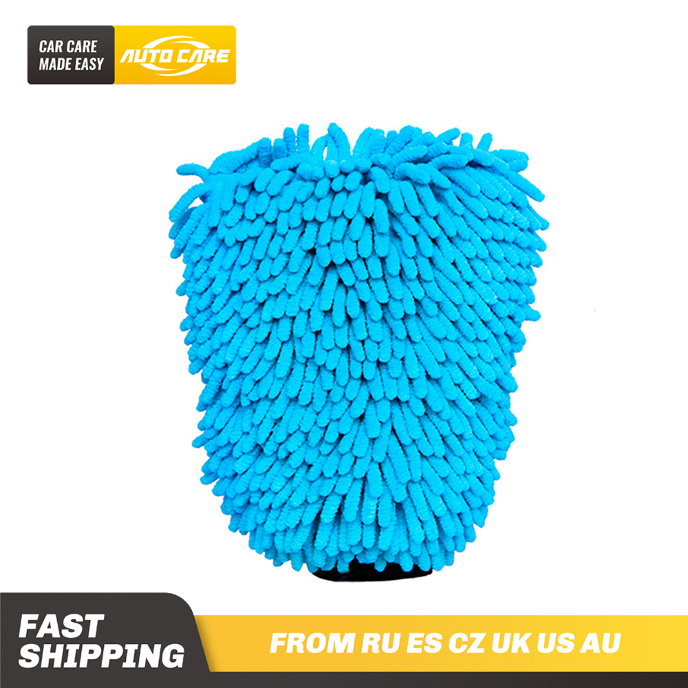 2 in 1 Microfiber Auto Wassen Mitt Ultrafijne Vezels Chenille Wassen Handschoen Zachte Mesh rug geen kras voor Auto Wassen en Reiniging: Default Title