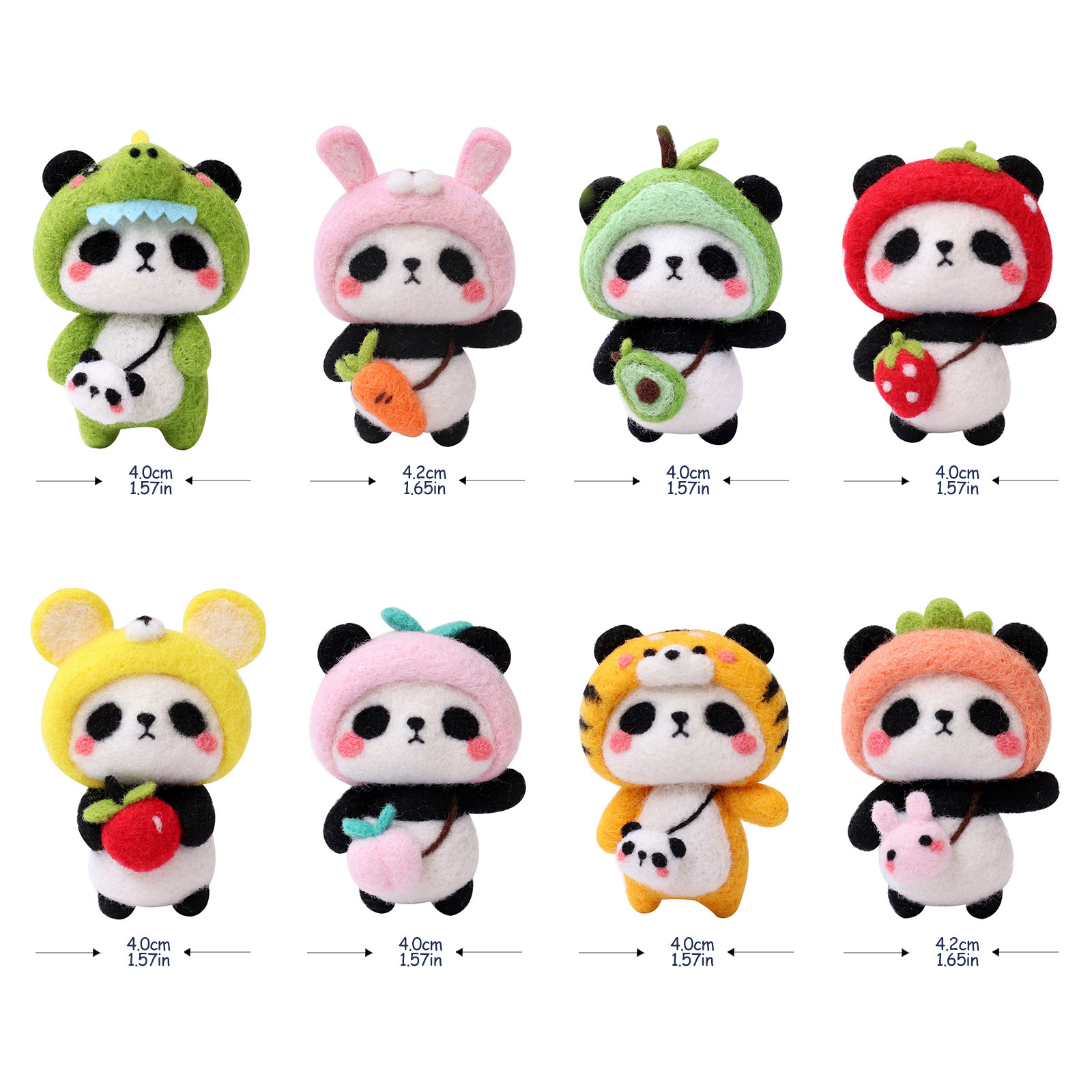 Juguete semiterminado de fieltro de lana de Panda, accesorios para muñecas DIY, aguja de fieltro de lana, conjunto de agujas de tejer, accesorios de artesanía de Navidad