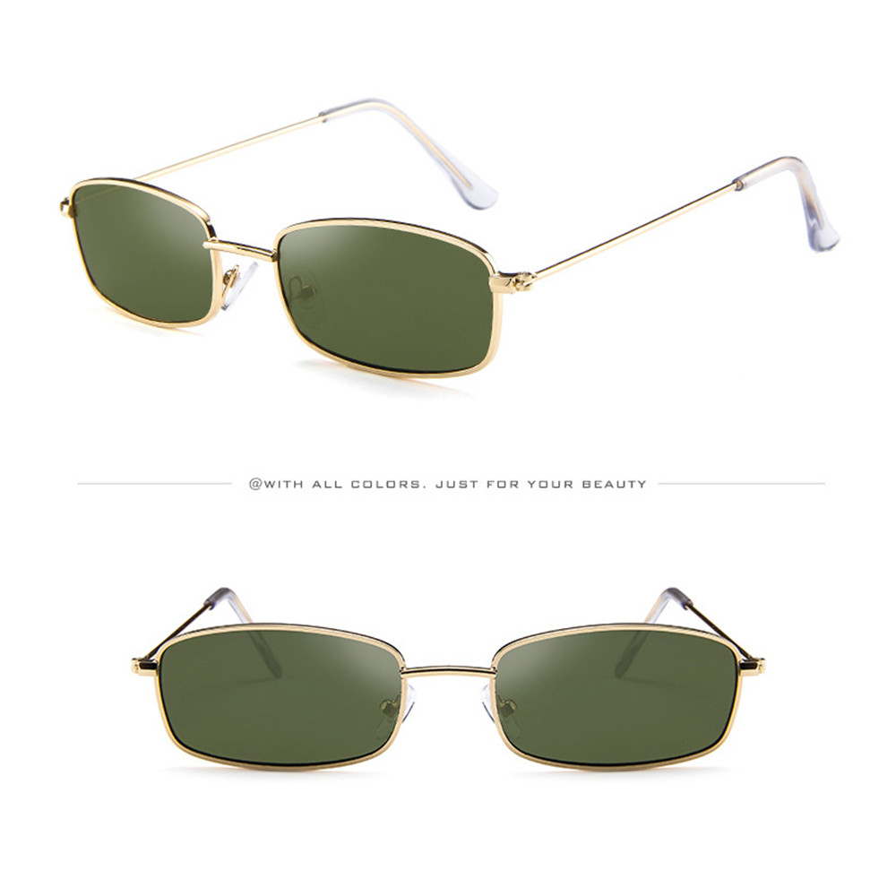 1 paire métal cadre Rectangle lunettes de soleil rétro nuances UV400 lunettes pour hommes femmes été lunettes quotidien conduite lunettes