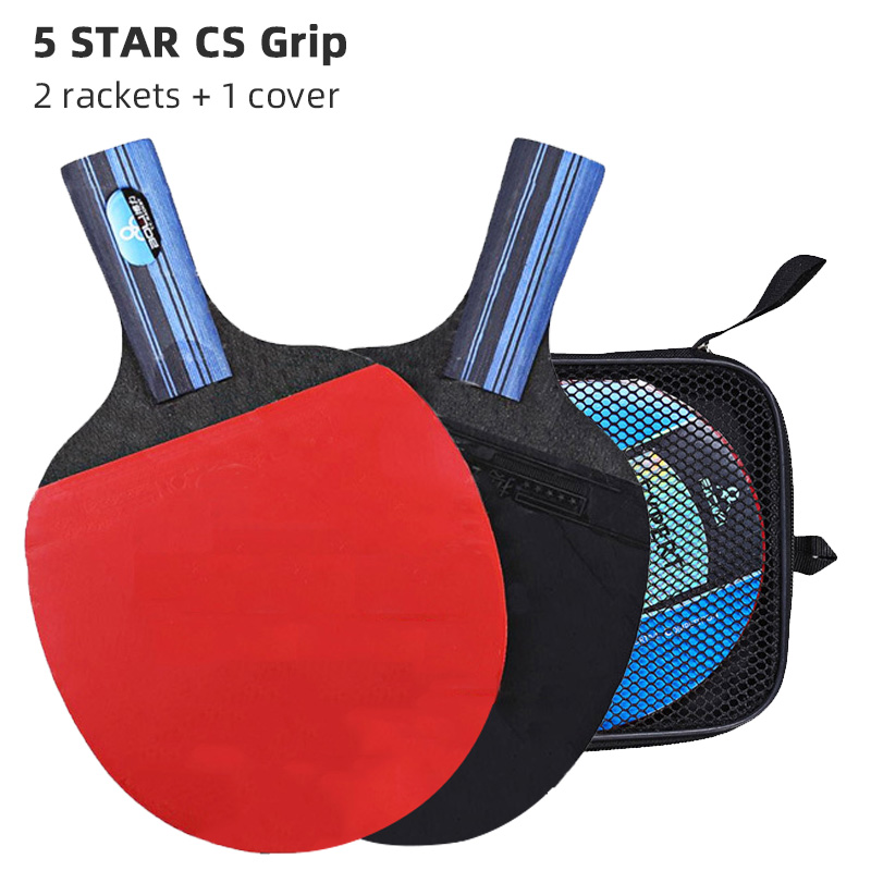 BOLI 5/6 Star Table Tennis Racket Offensive 2 Pcs Ping Pong Paddle with Fine Elasticity: Yellow