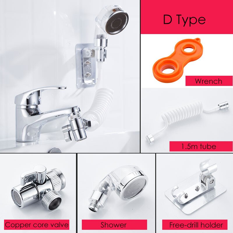 1 sæt badeværelse køkkenvask vandhane extender bruser universal dyse adapter omskiftelig ventil enhed vandhane til shower extender: D
