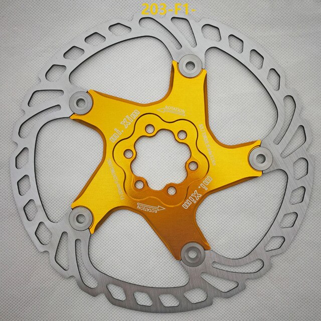 Bicycle Brake Disc Floating Rotor MTB Gravel Road Bike 140/160/180/203mm Mountain Bike Hydraulic Disc Brake Bike Parts: Gold 203mm