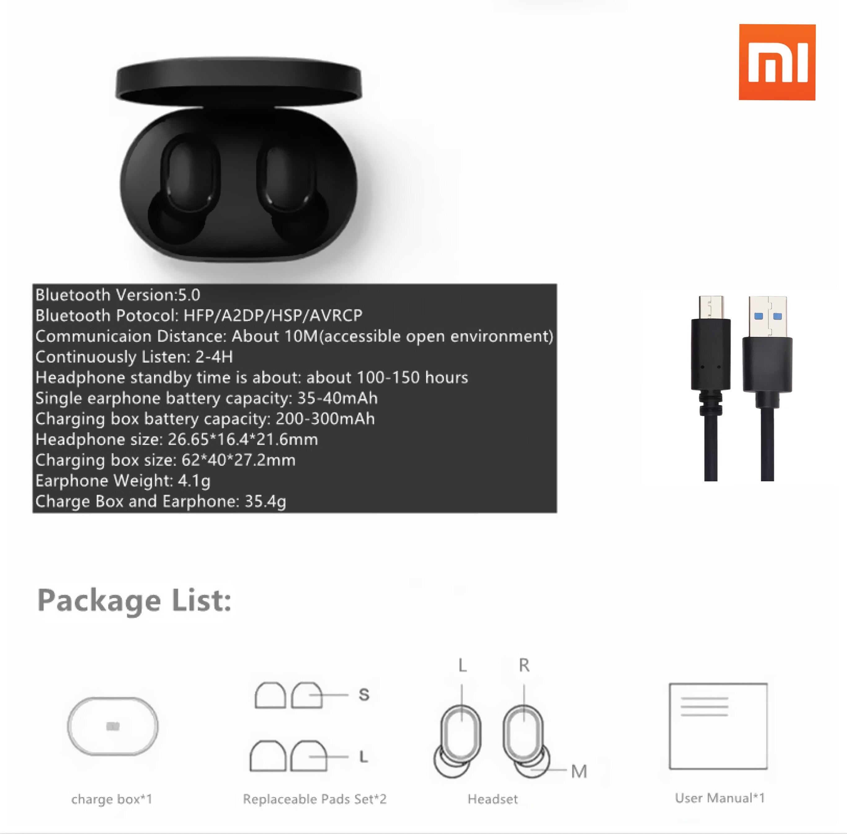 Xiaomi Redmi Airdots 2 Tws Mi Echte Draadloze Bluetooth Koptelefoon Stereo Bass Bluetooth 5.0 Met Microfoon Handsfree Oordopjes Ai Controle: black no box cable