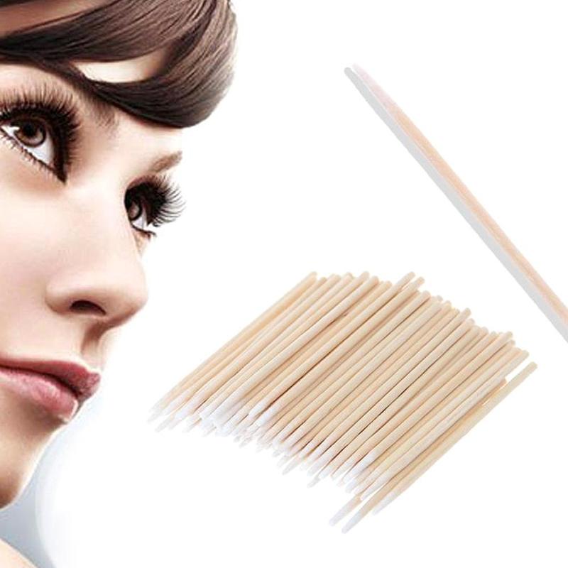 100 stk permanent microblading tre bomullspinne makeup knopp kosmetikk pinner for makeup skjønnhetsverktøy