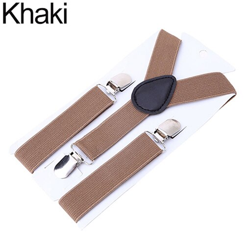 16- kleurige verstelbare baby y-rug bretels met clip, elastische bretels voor kinderen met accessoires voor bruiloftsstropdassen: Khaki