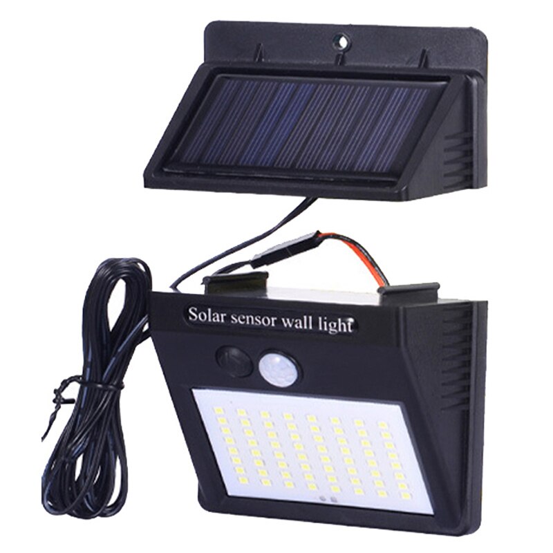 A2 Zonne-energie Wandlamp Pir Motion Sensor Solar Lamp Lantaarn 64LED 1200mA Outdoor Waterdichte Tuin Aparte Zonnepaneel: White light 7000K / 10W 1200mA 64LED