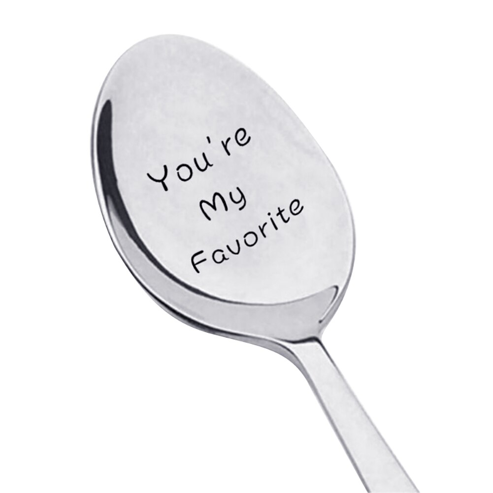 Portable Stainless Steel Peanut Butter Coffee Rice Tea Soup Spoon Couple Valentine's Day Drinking Tableware