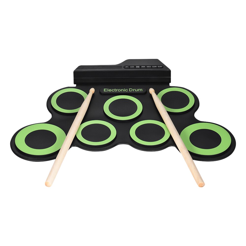 Batería Electrónica portátil compacto electrónica Digital rollo de tambor Kit 7 pad de batería de silicona USB con baquetas pedales de pie