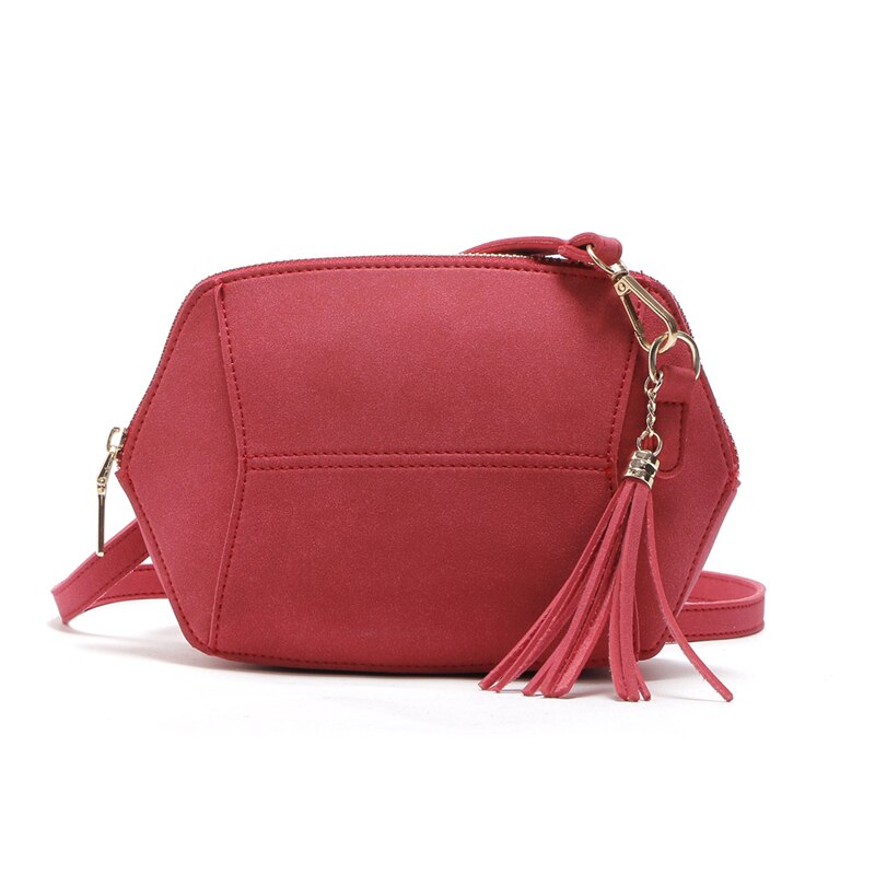 Vrouwen Schoudertassen Eenvoudige Frosted Kleuren Tassel Shell Shape Vrouwen Kleine Messenger Crossbody Tas Dames Rits Handtassen: Rood