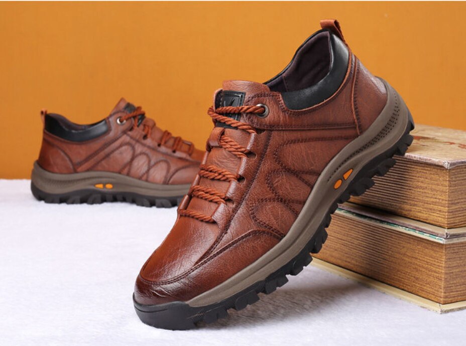 Autumn Casual Men Leather Shoes Men's Casual Sneakers Bussiness Outdoor Shoes For Man Driving Work Shoe: Chocolate / 41