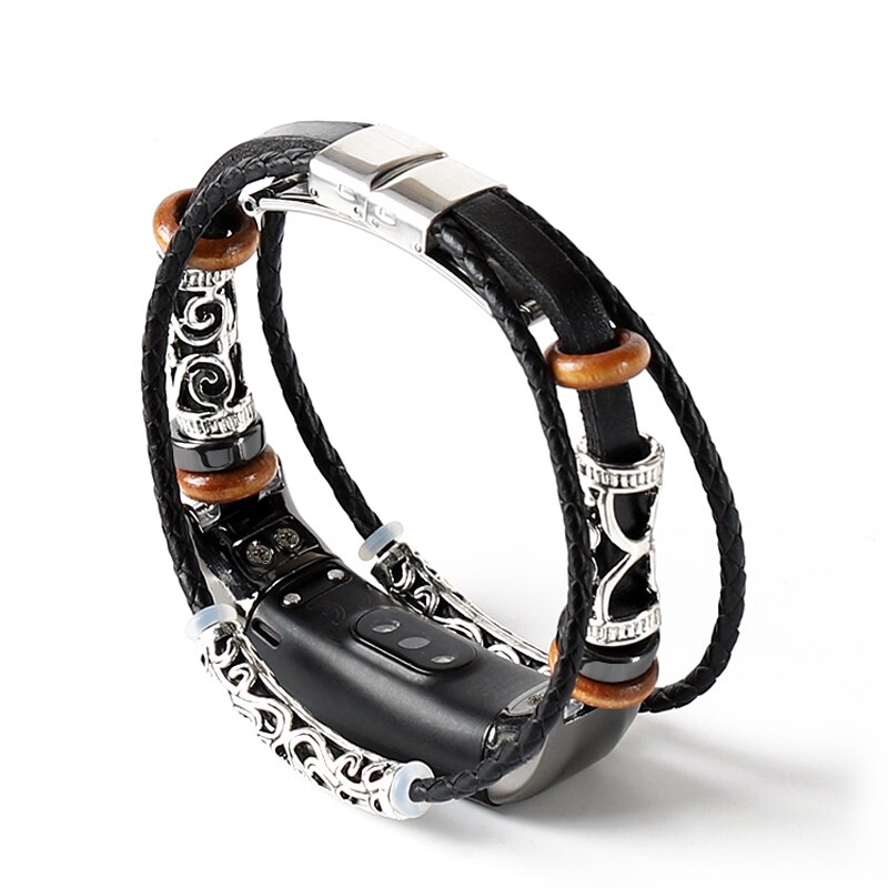 Pulsera de cuero para HONOR Band 5 4 Correa Metal acero inoxidable decoración para HUAWEI HONOR Band 5 Correa pulseras Accesorios