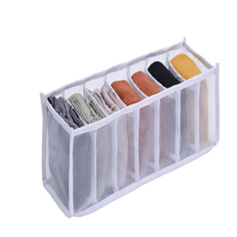 Home Room Storage Divider Dormitory Storage Box Underwear Bra Socks Panties Storage Box Wardrobe Drawer Organizer Cabinet Closet: 7 Grid / Gray