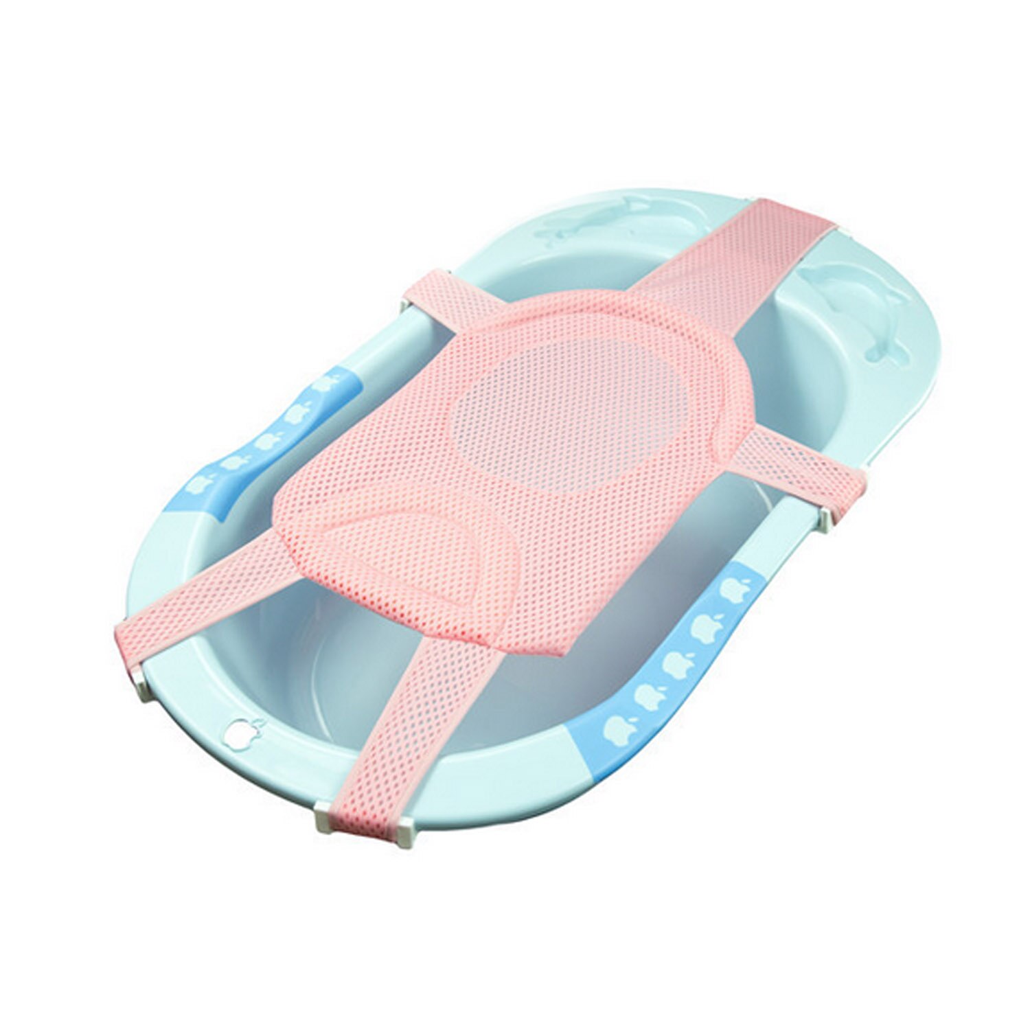 Baby badekarnet 5- spænde justerbar skridsikker badekar støtte sæde hængekøje i 0-18 måneder nyfødte baby småbørn: Lyserød