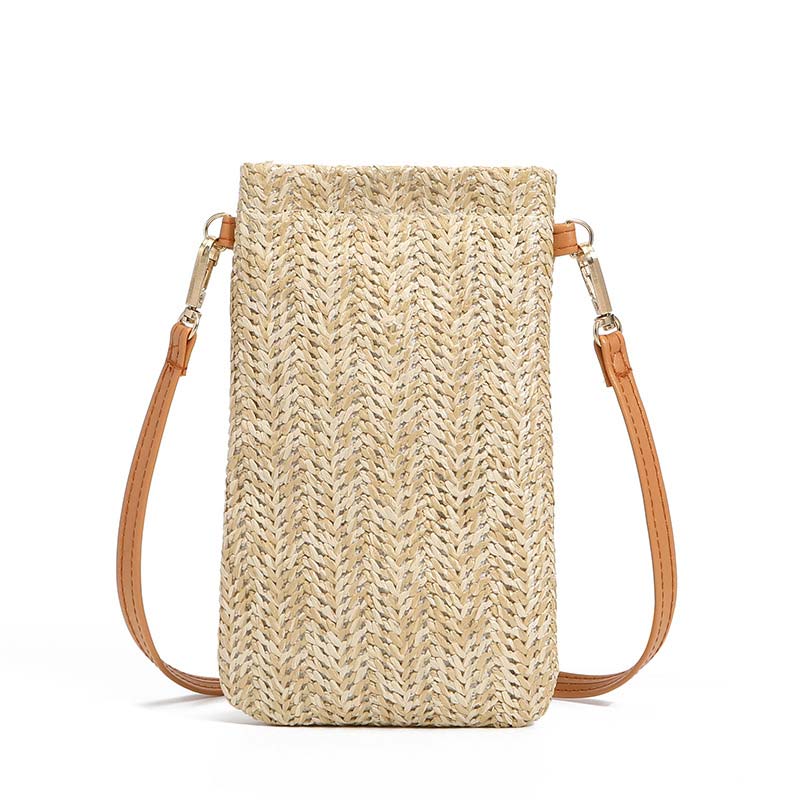 gewebte Stroh Damen Crossbody Umhängetasche Sommer Böhmen Strand Rattan Schulter Pack Kleine Feste praktisch Geldbörse tote Tasche: 01