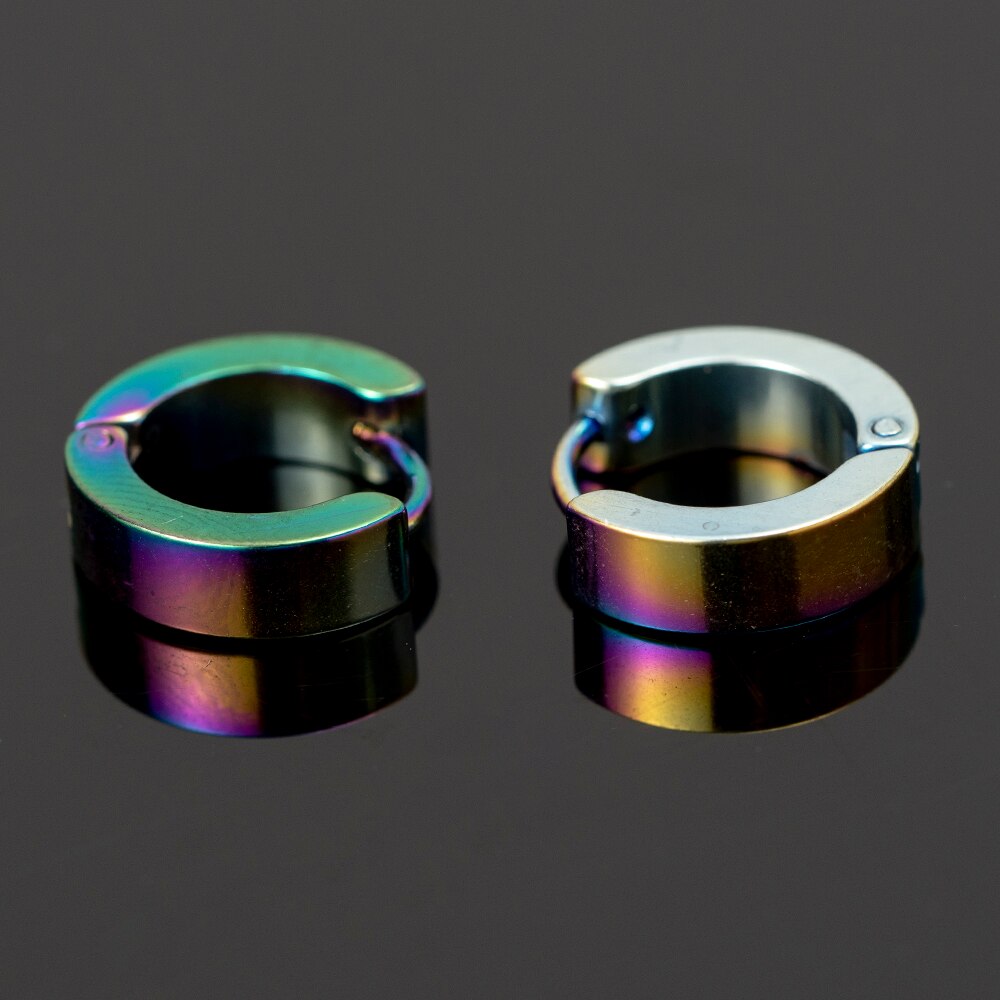 1 par de pendientes antialérgicos de acero de titanio, pendientes Punk Rock, joyería de para hombres y mujeres, pendientes redondos de círculo pequeño: Chapado en platino