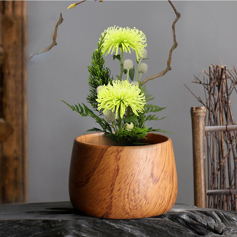 Modern Wood Grain Flower Pot Ceramic Pots For Plants Succulent Pot Cactus Planter Pots Container Bonsai Decorative Planters