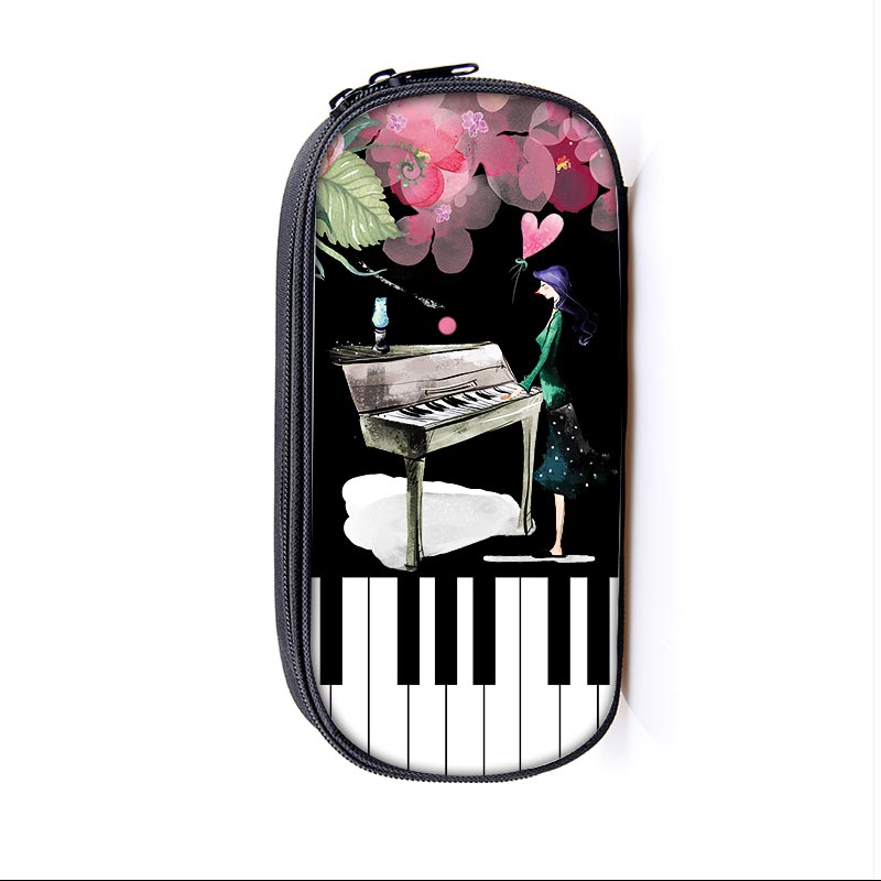 Elegent Music Piano Coin Purses Pencil Holder Bag Cartoon Girls Boys Playing Piano Small Wallet Kids Storage Bag Women Men Purse: qbbpiano05