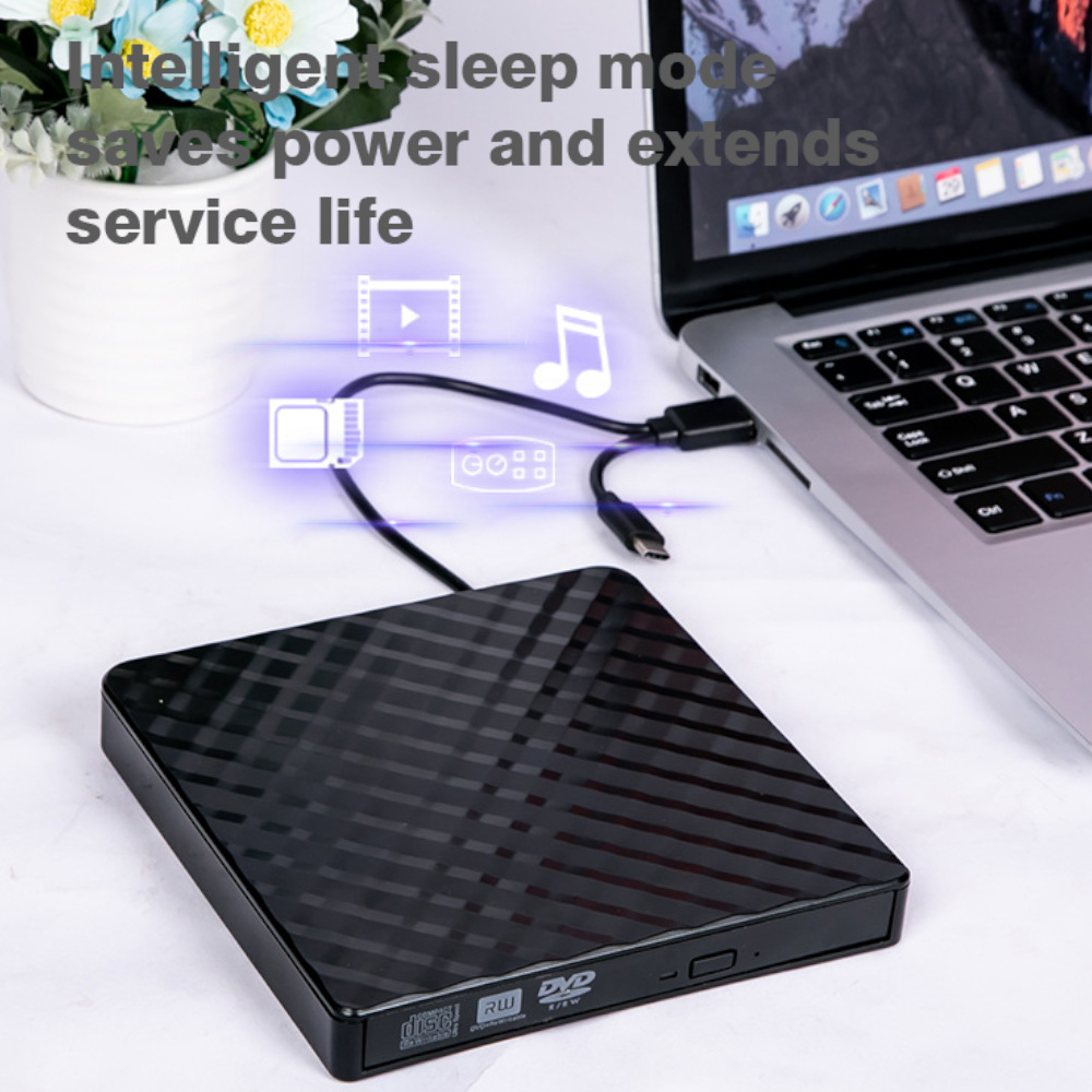 2 in 1 USB3.0 Type C Ultra-thin CD Drive DVD RW Portable Burner Optical Drive Burner Reader Player for Laptop Desktop Computer
