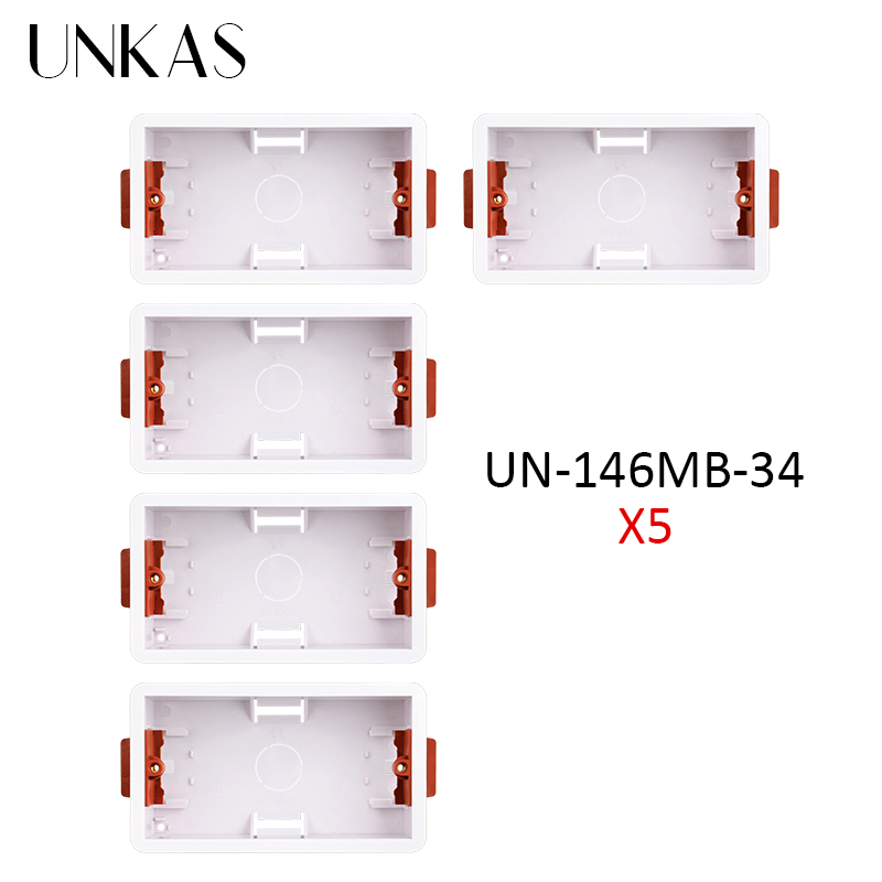 UNKAS Dry Lining Box For Gypsum Board / Drywall / Plasterboad 34mm Depth Wall Switch Socket 86mm / 146mm / 172mm Cassette: 5 Unit 146MB-34