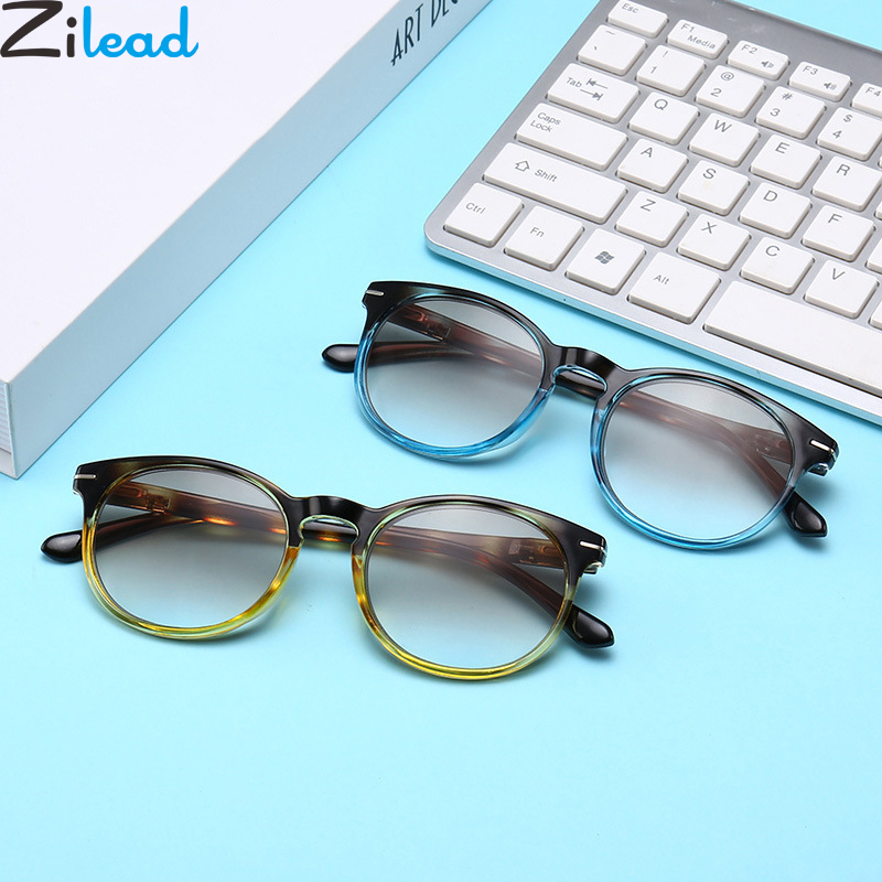 Zilead Resin Reading Glasses Round Double Brown Lens Prebyopia Spectacles For Men Women Hyperopia Eyeglasses Eyewear Unisex
