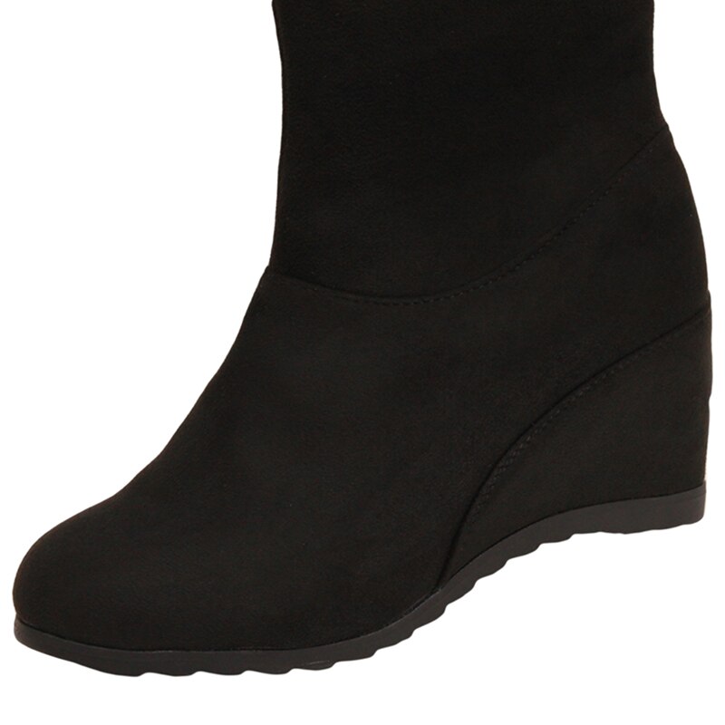 Dames laarzen herfst winter dames platte zool laarzen schoenen over de knie dij hoge suède lange laarzen