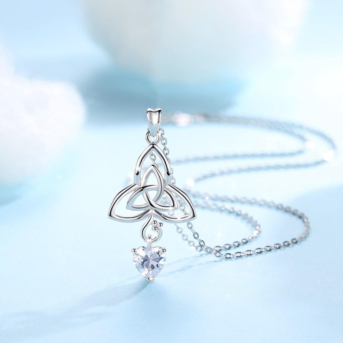 Eudora Reale Sterling Silver Pendente Del Cuore Neckalce buona Fortuna Celtics Knot Choker Delle Donne di Modo 925 Dei Monili per il Regalo Del Partito D191