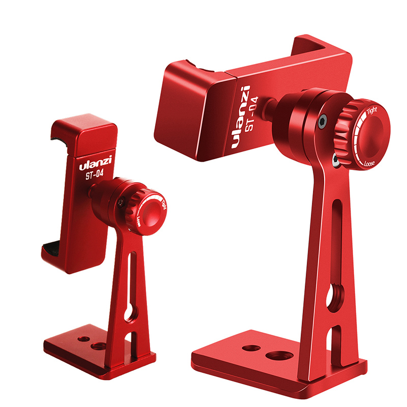 Ulanzi ajustável tripé adaptador de montagem vertical 360 rotação telefone clipper suporte para iphone samsung huawei xiaomi oneplus: Vermelho