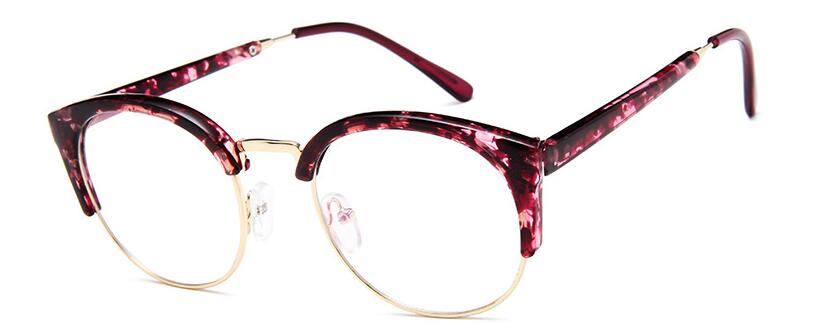 Jahrgang retro Halb randlose brille transparente rahmen runde klare linse gläser Frauen Männer optische rahmen Metall schlicht Gläser Klasse: Violett