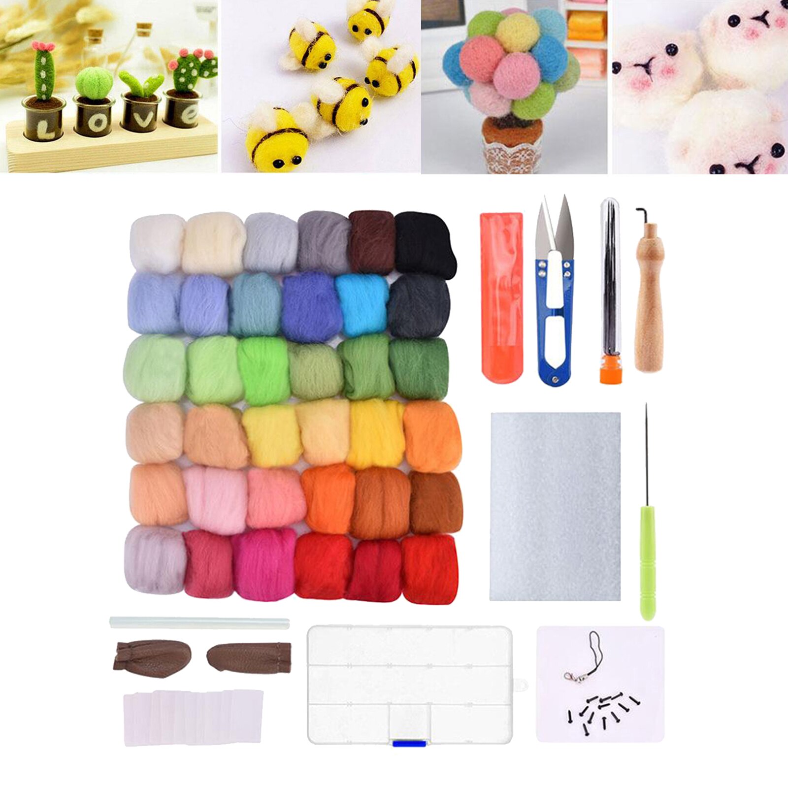Needle Felting Kit Supplies Spinning Needles Felt Work Tools Felted Doll Kit