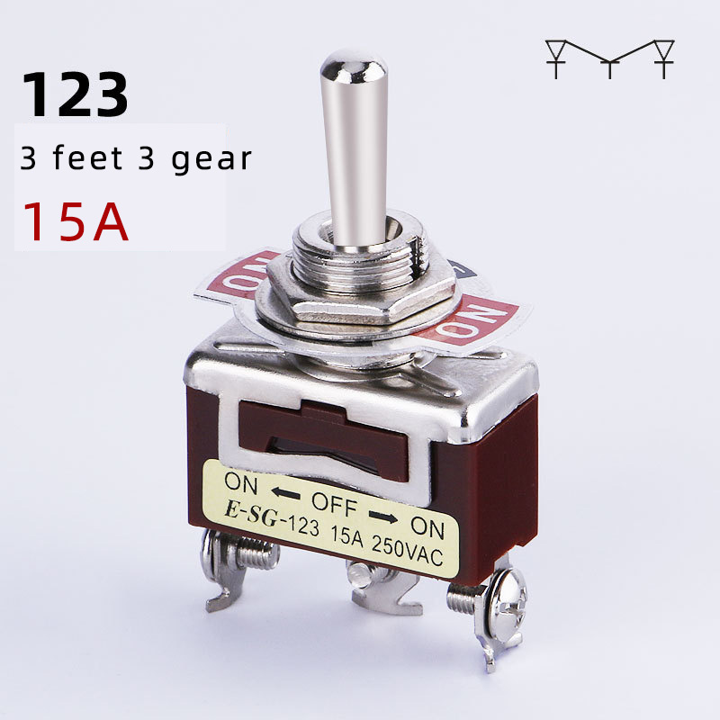 Toggle rocker toggle switch copper screw foot two 3 2/3 gear 6 foot E-SG1021/1121/1122/1221/1321 toggle switch 1322 15A 250V380V: Wall Socket