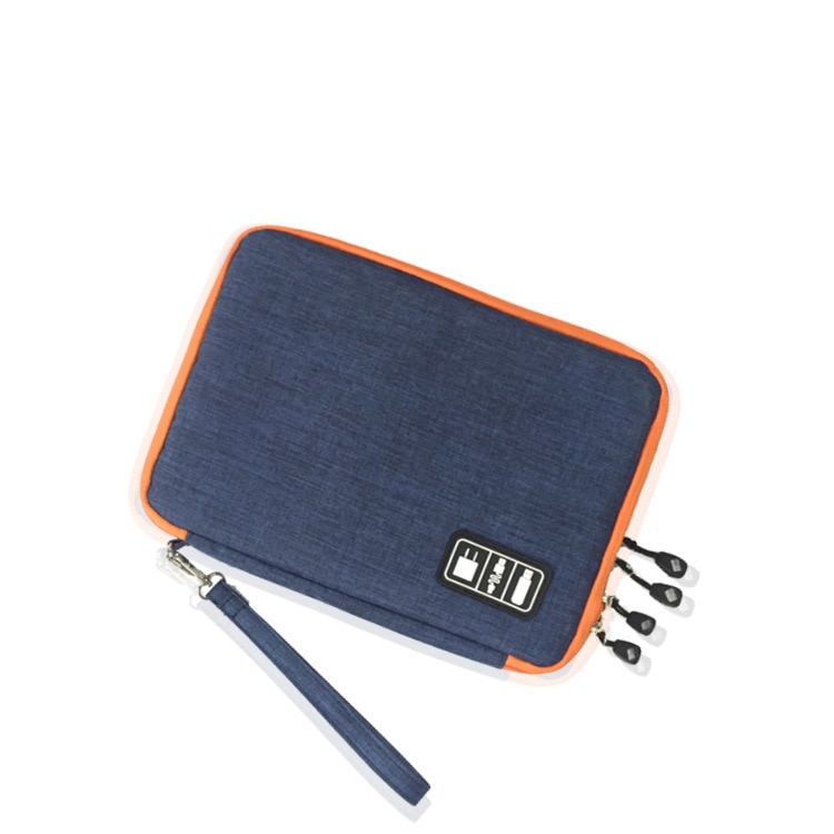 Sac de rangement en Nylon de à 2 couches pour accessoires électroniques de voyage, sac de transport de Gadget de voyage, taille parfaite pour iPad: Bleu / M