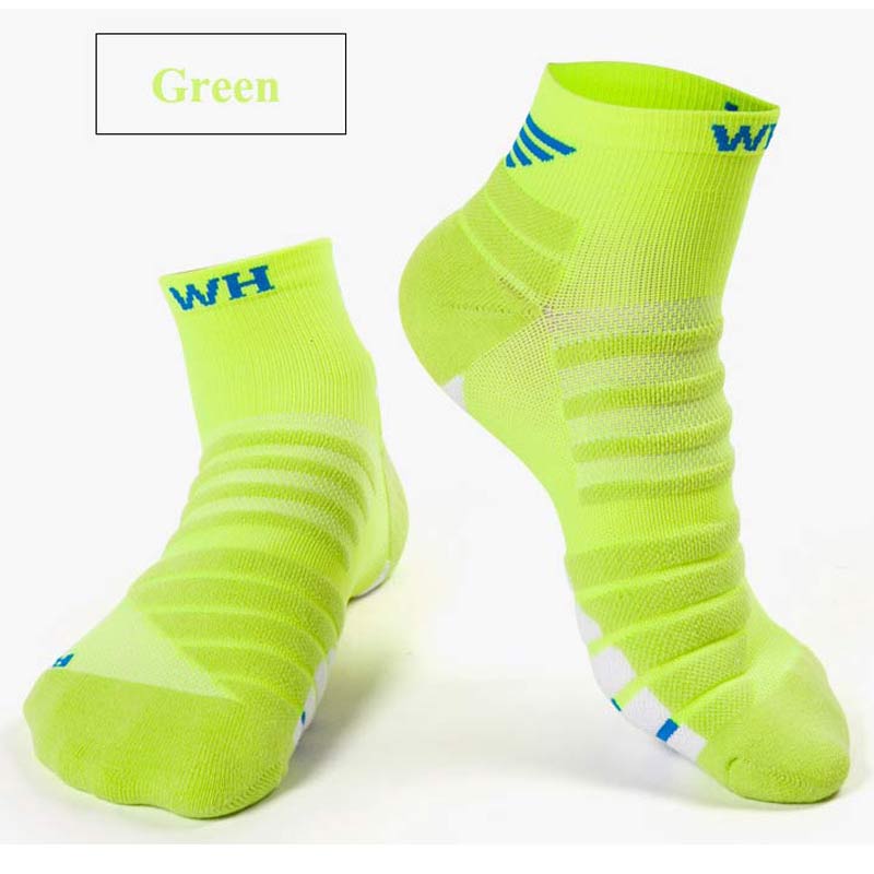 Professionele Mannen Sport Running Sokken Zweet Dikke Handdoek Bodem Wandelen Basketbal Outdoor Gym Fitness Sport Compressie Sokken: Green