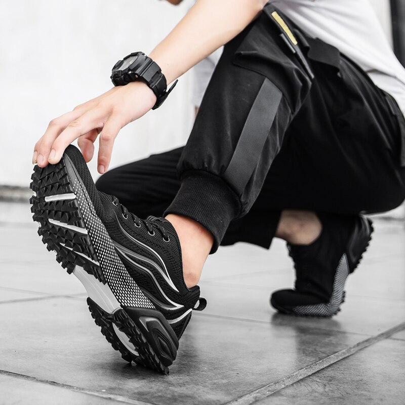 Men's Golf Shoes Breathable Lace Rubber Anti-skid Golf Sneakers Light Grass Walking Shoes Comfortable Jogging Tennis Shoes