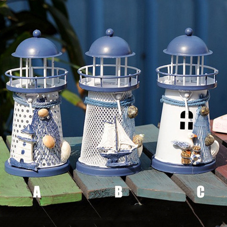 Mediterranean Lighthouse Lantern Candle Holder Vintage Iron Tower Candle Holder Candlestick Home Wedding Decor#y30