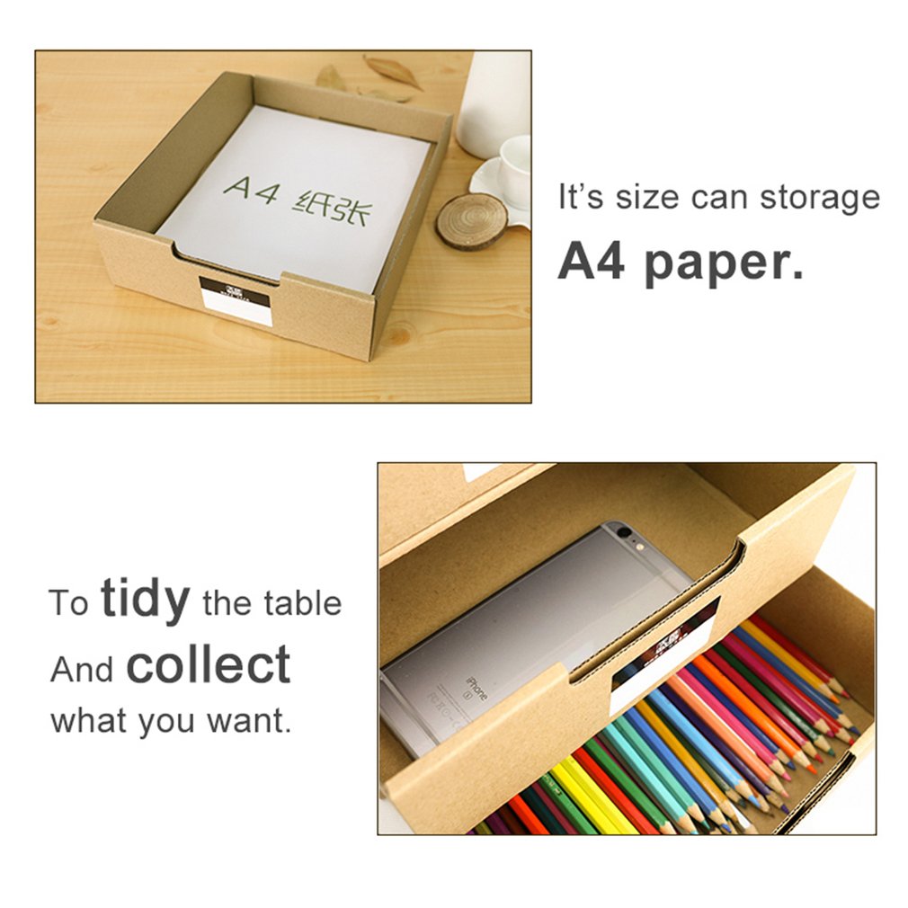 TIANSE TS-1503 Multi-Layers Kraft Paper Files Documents Cabinet DIY Home Office Organizer Documents Container Box