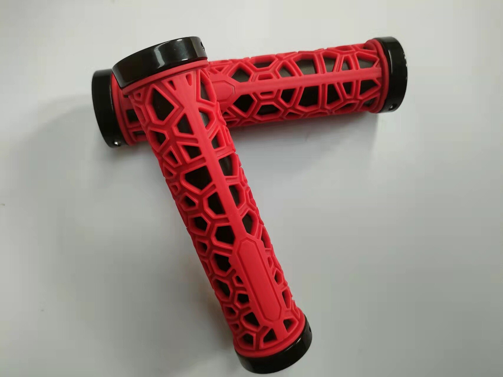 Dual Lock-On Bike Grips Fietsstuur Grips Voor Mountain Fiets Stuur Mtb Locking Uiteinden Fixie Bmx: red 2