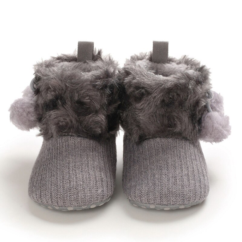 Newborn Baby Winter Boots Baby Girl Boys Winter Warm Shoes Solid Toddler Fuzzy Balls Kid Shoes: H / M