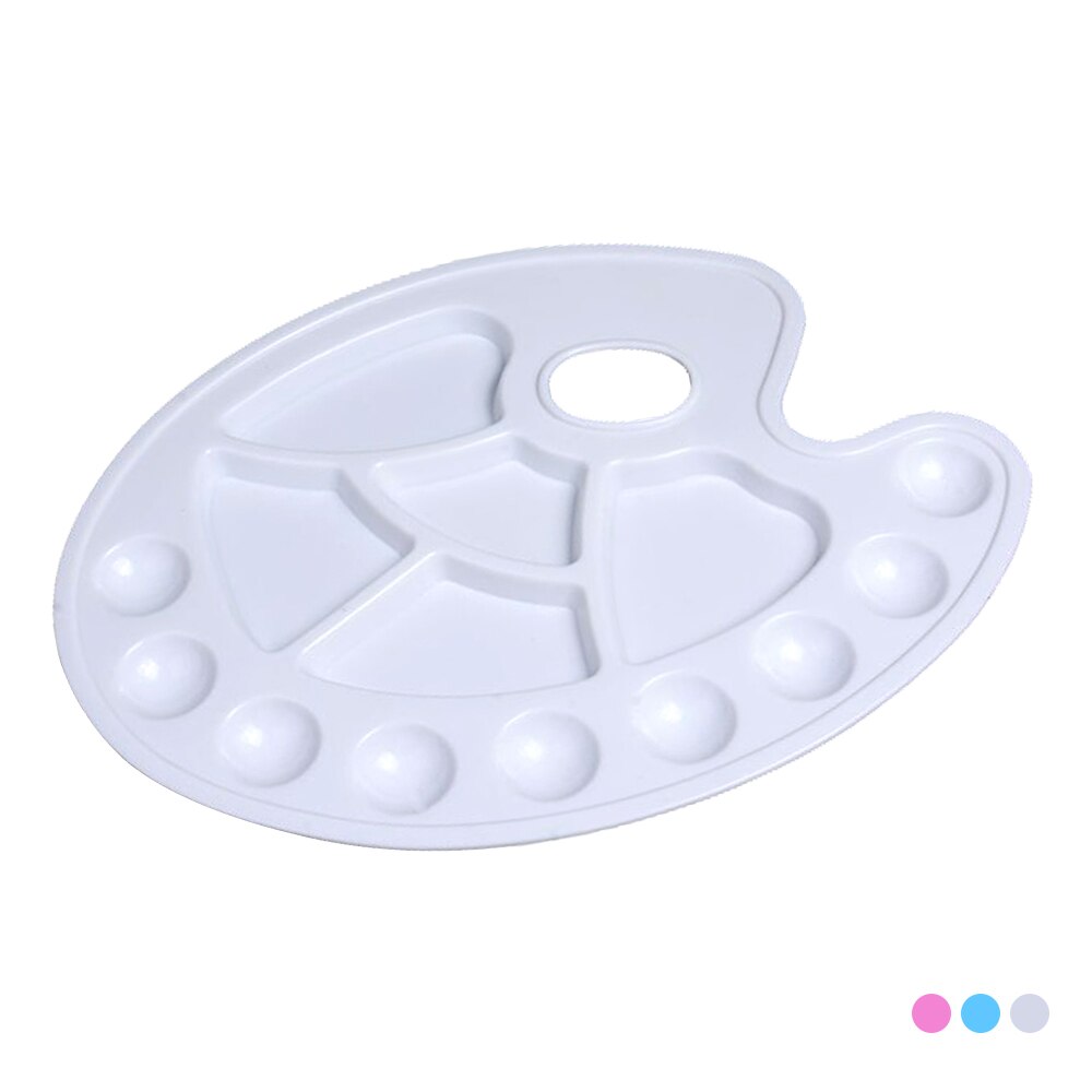 Pintura acrílica do ofício do óleo da cor da água diy bandeja plástica da pintura da paleta grande com furo do polegar para segurar e misturar cores