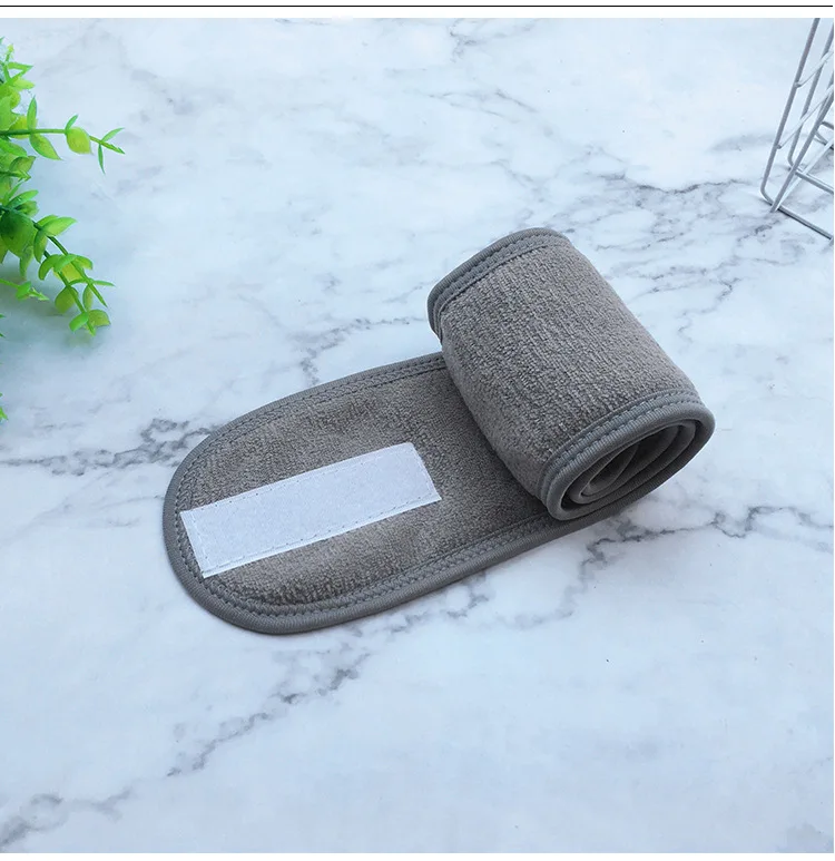 Zachte badstof haaraccessoires meisjes hoofdbanden voor gezicht wassen bad make-up haarband voor vrouwen verstelbare SPA gezichtshoofdband: Black
