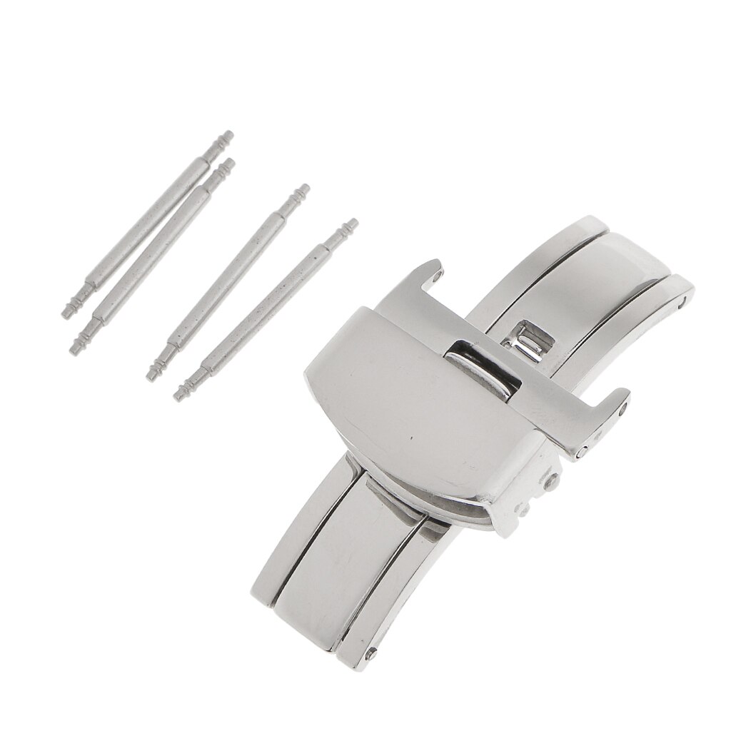 Roestvrij Staal Vlinder Gesp Horloge Gesp Push Riem Sluiting 16/18/20/22 Mm