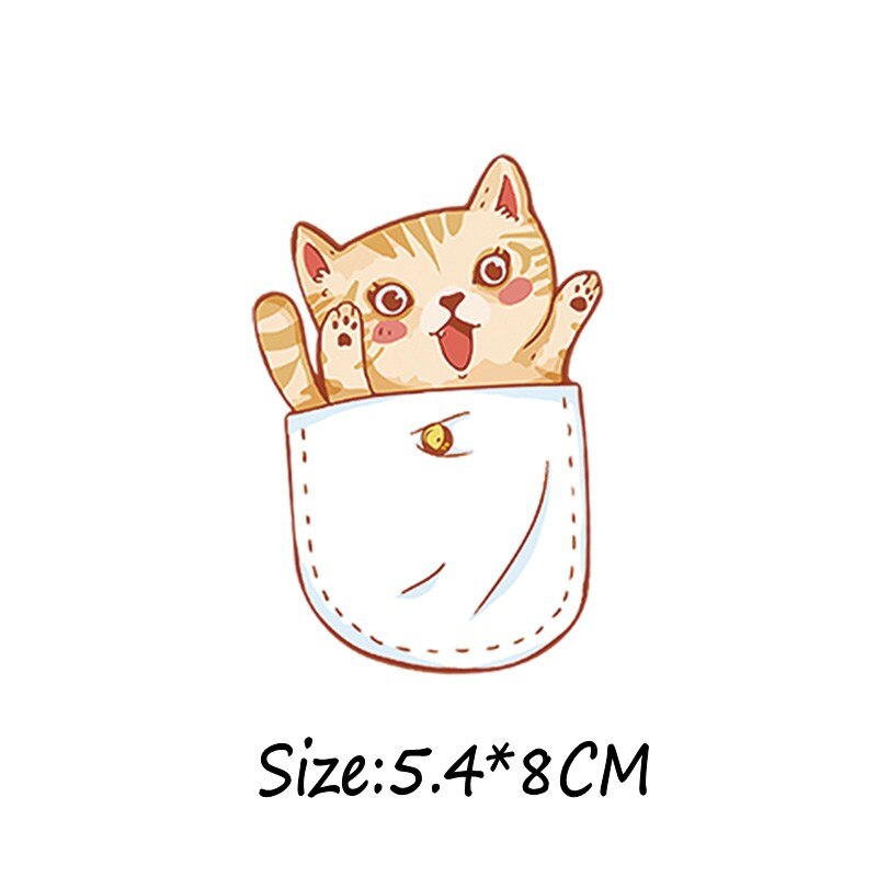 1 pçs bolso gato ferro em chapéus bonito cão remendos verão crianças tecido crachá adesivos térmicos para roupas jeans decoração: Azul