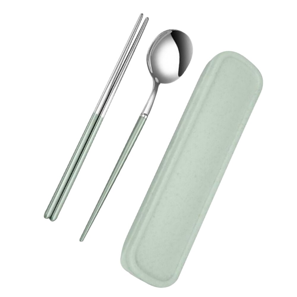 Flatware Set Stainless Steel Reusable Utensils Spoon Chopsticks Storage Case Kit for Camping Picnic Travel