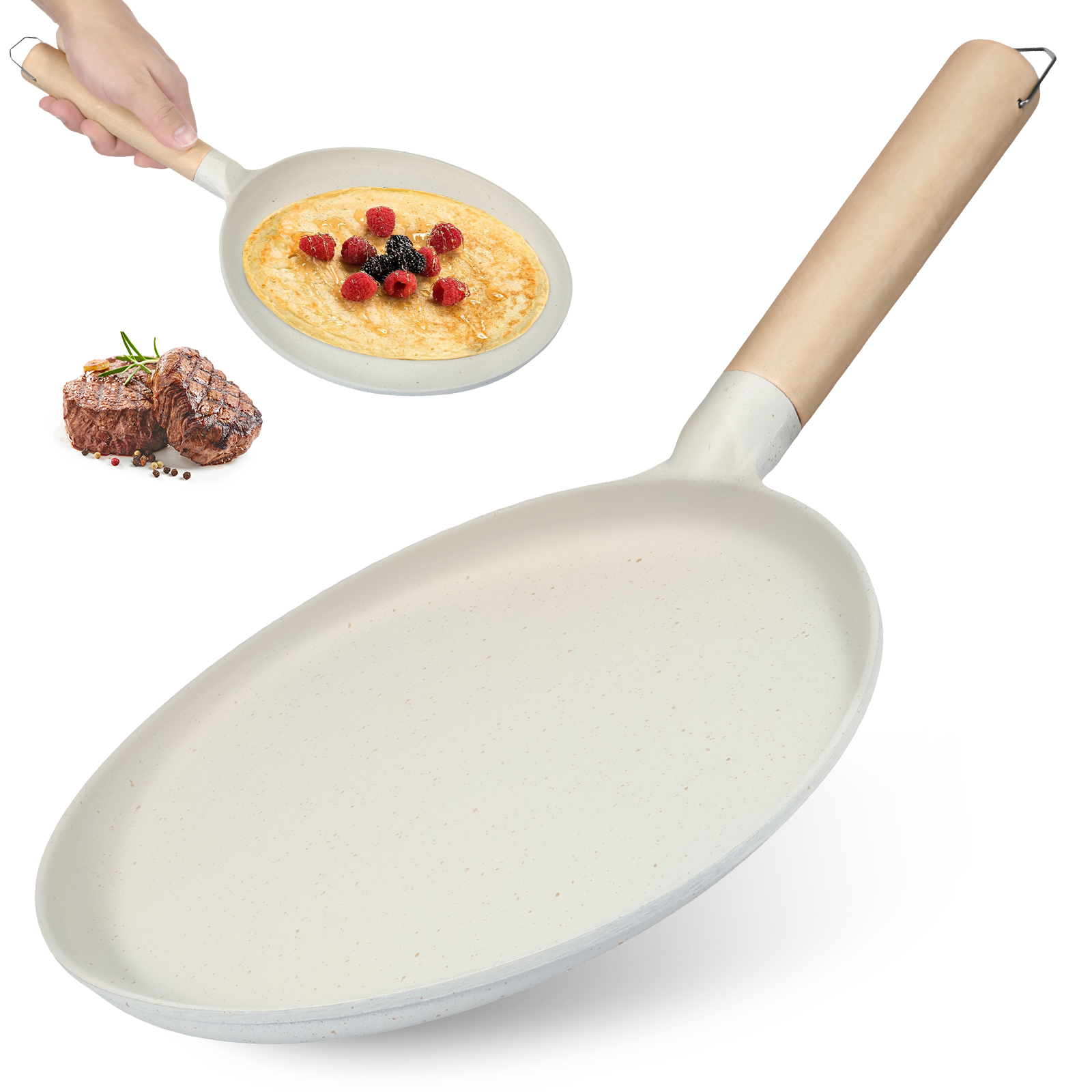 Pannenkoekenpannen Koekenpan Anti-aanbak Steelpan Kookgerei Keukengerei Frituren Koken Inductiekookplaat Bakken Fornuis Keuken Gereedschap