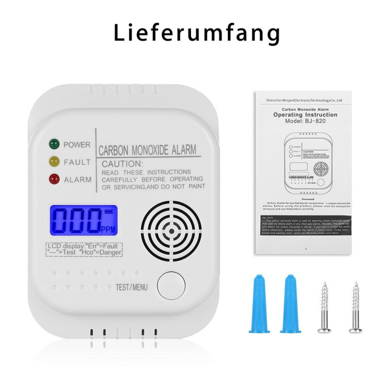 CO carbon monoxide detector detector alarm alarm sensor for home security warns both acoustically and optically