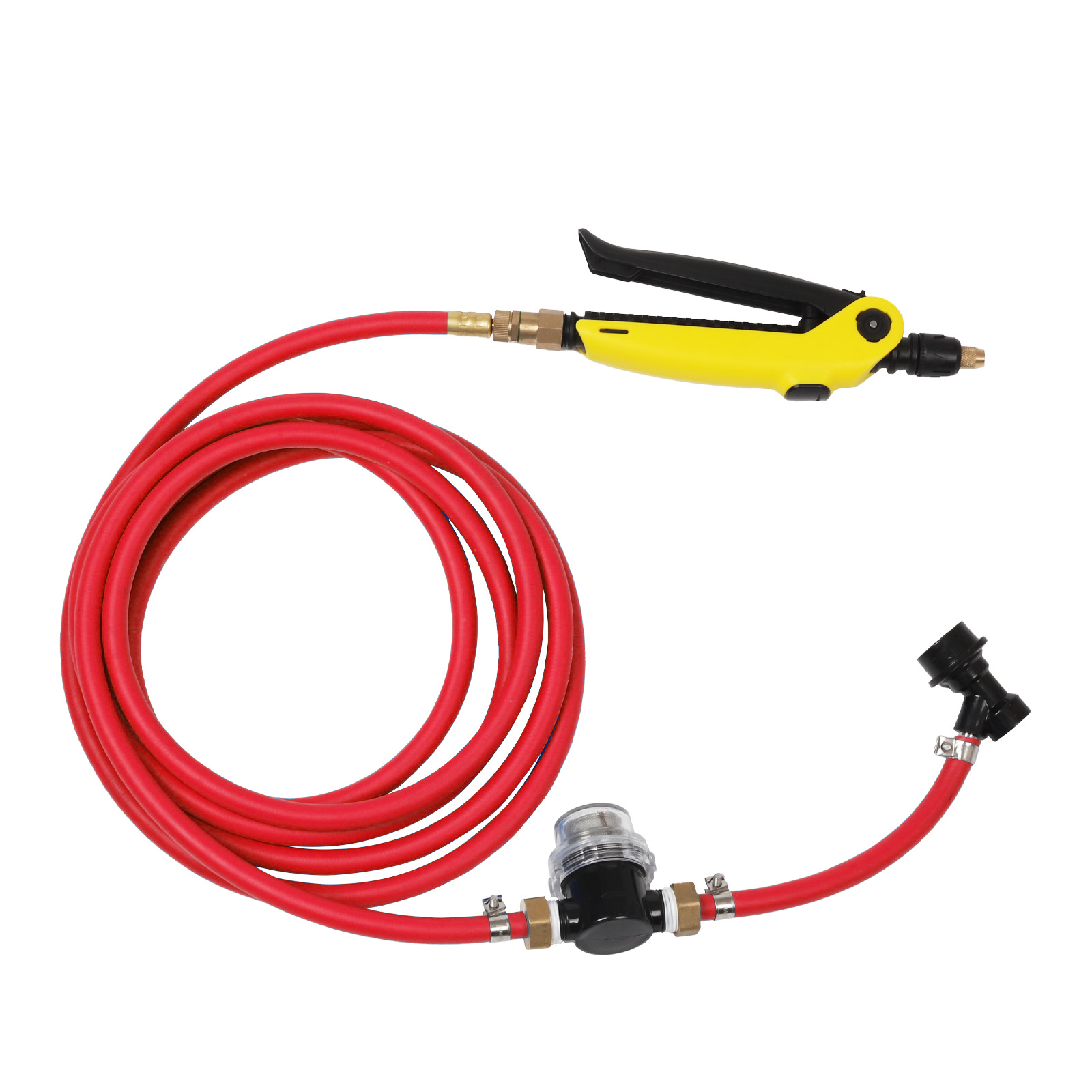Pistolet à eau haute pression, outils de lavage de voiture, dispositif de nettoyage de tuyaux d'eau avec filtre avec tuyau de 19 pieds de Long, forte puissance de nettoyage: Marron