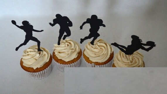 Voetbal game Silhouet Cupcake Toppers sport event Party Picks baby douche bruiloft verjaardag tandenstokers decor24pcs