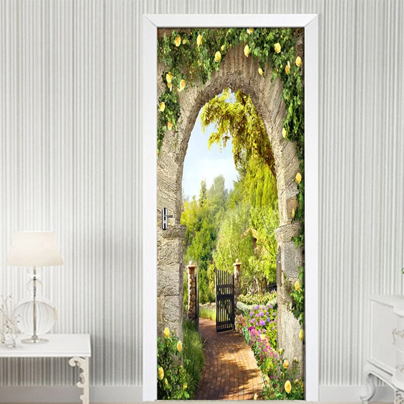 Diy Renovatie Waterdichte Zelfklevende Europese Stenen Pilaar Tuin Pvc Muurschildering Slaapkamer Deur Sticker Print Art Foto Home Decor