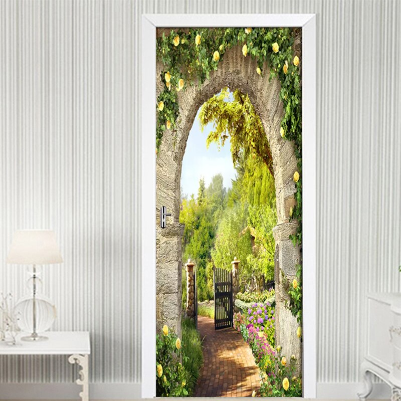 thumbnail image 2 of 3D Tunnel Ladder Pattern Self-adhesive Door Murals Wall Sticker Decal Home Decor 2 of 12